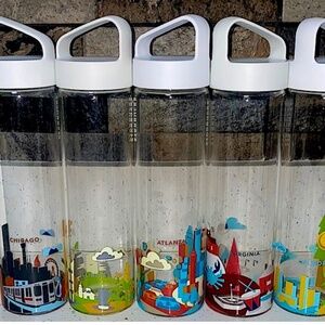 Starbucks YAH You Are Here Collection glass water tumbler 18.5 oz  set 5